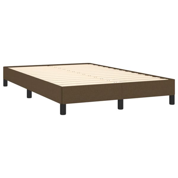 vidaXL Cama box spring con colch&oacute;n tela marr&oacute;n oscuro 120x190 cm