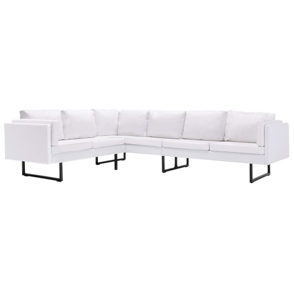 vidaXL Sof&aacute; de esquina de cuero sint&eacute;tico blanco