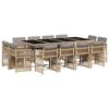 vidaXL Set comedor de jard&iacute;n con cojines 13 pzas rat&aacute;n sint&eacute;tico beige
