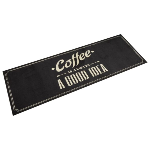 vidaXL Alfombra de cocina lavable terciopelo texto caf&eacute; 60x180 cm