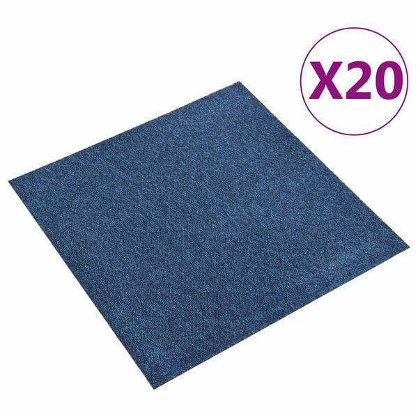 vidaXL Alfombra 20 pcs Azul Oscuro 50 x 50 cm 100% Polipropileno