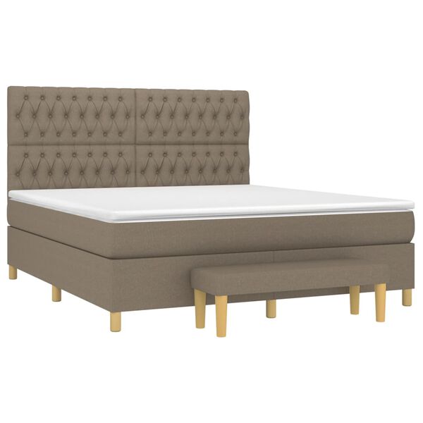 vidaXL Cama box spring con colch&oacute;n tela gris taupe 180x200 cm