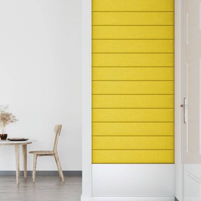 vidaXL Paneles de pared 12 uds tela amarillo oscuro 90x15 cm 1,62 m²