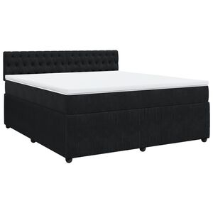 vidaXL Cama box spring con colch&oacute;n terciopelo negro 180x200 cm
