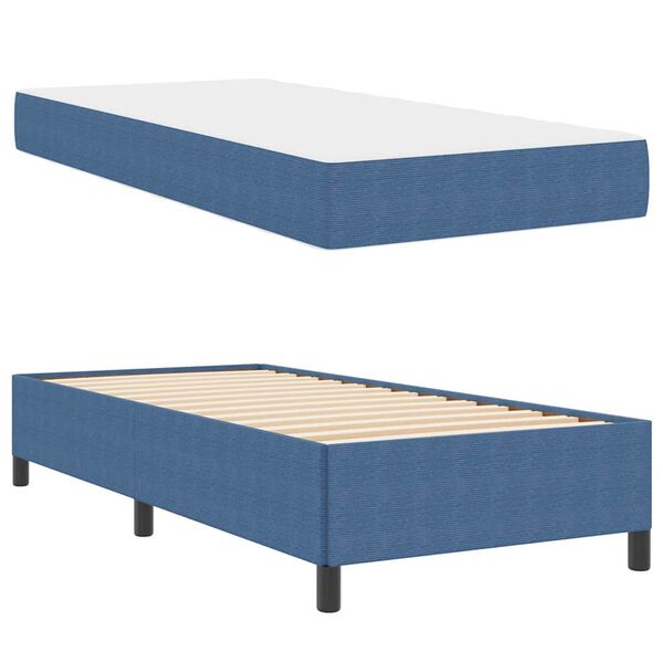vidaXL Estructura de cama con colch&oacute;n Azul 90 x 190 cm tela