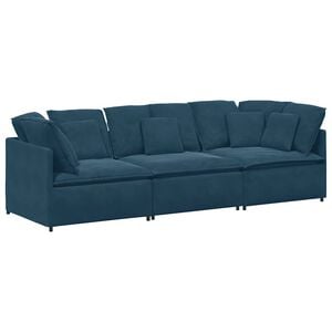 vidaXL Sof&aacute; modular con cojines de terciopelo azul