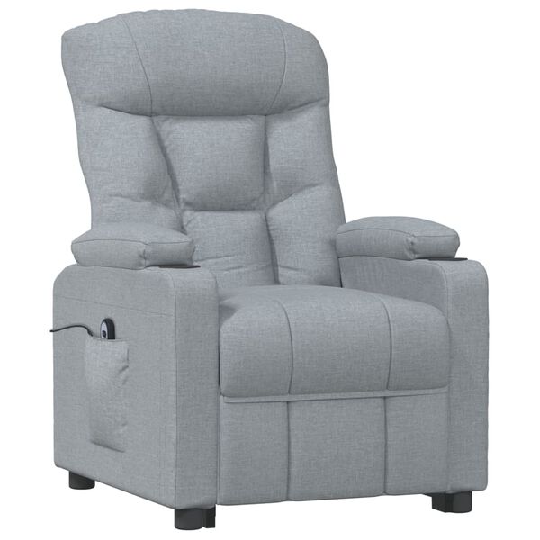 vidaXL Sill&oacute;n reclinable el&eacute;ctrico tela gris claro
