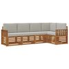 vidaXL Conjunto de sof&aacute;s de exterior 5 uds. Gris Natural y Claro