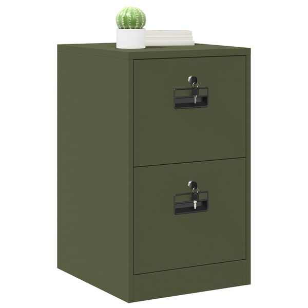vidaXL Mueble archivador con caj&oacute;n Verde Oliva 44 x 50 x 106.5 cm