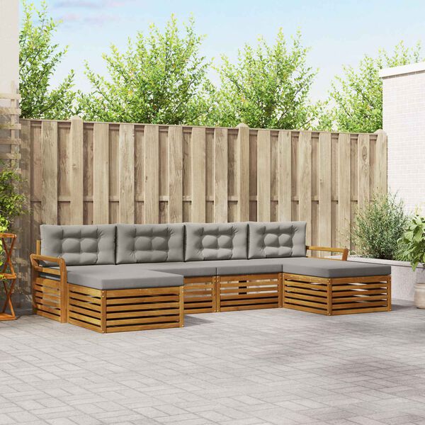 vidaXL Juegos de sof&aacute;s con coj&iacute;n 6 pcs Gris Natural y Claro