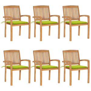 vidaXL Sillas de jard&iacute;n apilables 6 uds madera de teca con cojines