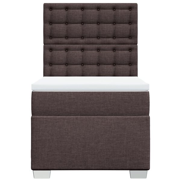 vidaXL Cama box spring con colch&oacute;n tela marr&oacute;n oscuro 90x200 cm