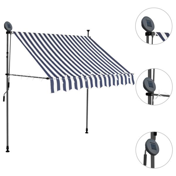 vidaXL Toldo manual retr&aacute;ctil con LED azul y blanco 200 cm