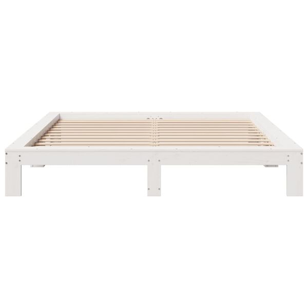 vidaXL Estructura de cama sin colch&oacute;n madera maciza blanca 200x200 cm