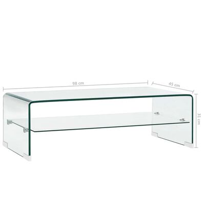 vidaXL Mesa de centro de vidrio templado transparente 98x45x31 cm