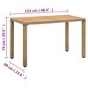 vidaXL Mesa de jard&iacute;n rat&aacute;n sint&eacute;tico madera acacia beige 123x60x74cm