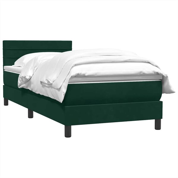 vidaXL Cama box spring con colch&oacute;n terciopelo verde oscuro 90x220 cm