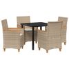 vidaXL Conjunto de Comedor de Jard&iacute;n 5 uds. Beige rat&aacute;n sint&eacute;tico