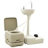 vidaXL Set de inodoro 10+10L y lavabo port&aacute;til de camping 20L gris