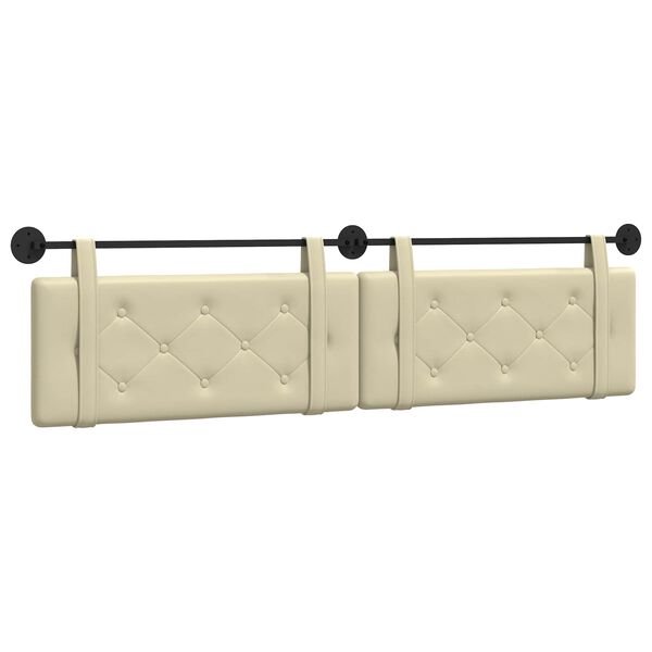 vidaXL Cabecera Colgante Crema 210 x 55 x 5 cm Cuero sint&eacute;tico