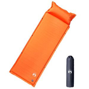vidaXL Colchón de camping autoinflable con almohada 1 persona naranja
