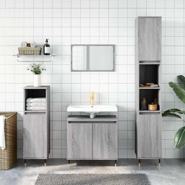 vidaXL Armario de baño madera de ingeniería gris Sonoma 58x33x60 cm