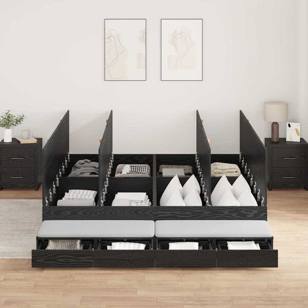 vidaXL Cama con almacenamiento Roble Negro 180 cm Madera contrachapada