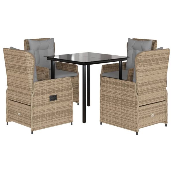 vidaXL Set comedor de jardín 5 pzas con cojines ratán sintético beige