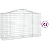 vidaXL Cestas de gaviones 3 uds forma de arco hierro 200x50x120/140 cm