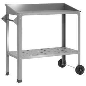 vidaXL Mesa de Trasplante con Ruedas Plateado 96 x 50 x 89 cm