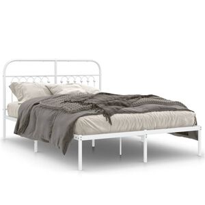vidaXL Estructura cama sin colch&oacute;n con cabecero metal blanco 135x190cm