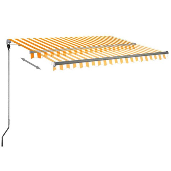 vidaXL Toldo autom&aacute;tico LED sensor de viento amarillo blanco 300x250cm