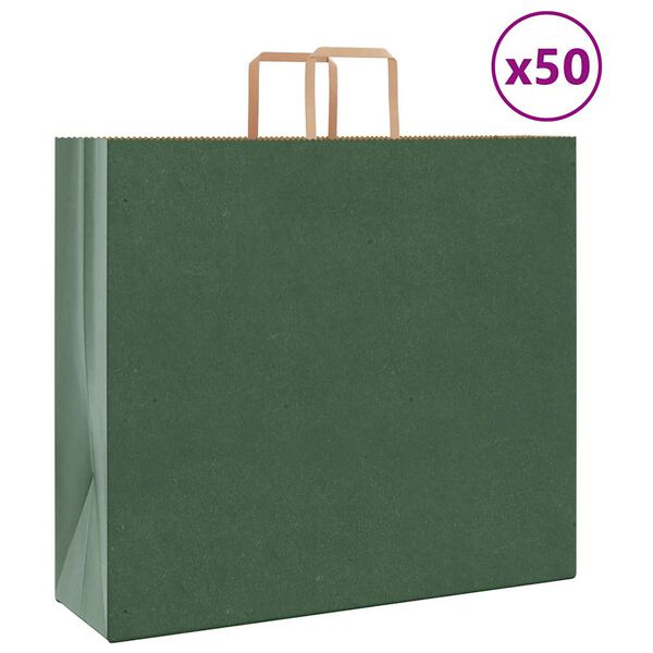 vidaXL Bolsas de papel con asas 50 uds verde 54x15x49 cm
