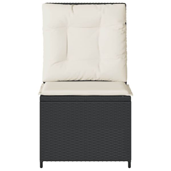 vidaXL Sill&oacute;n reclinable con cojines rat&aacute;n sint&eacute;tico negro