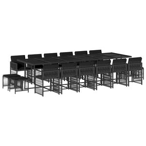 vidaXL Set de muebles jard&iacute;n 17 pzas con cojines rat&aacute;n sint&eacute;tico negro