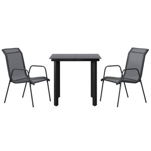 vidaXL Juego de comedor para jard&iacute;n 3 piezas acero y textilene negro