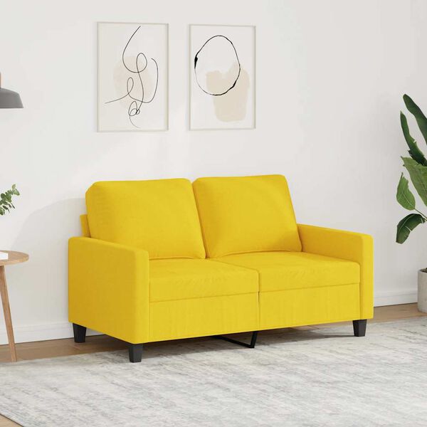 vidaXL Sof&aacute; de 2 plazas de tela amarillo claro 120 cm