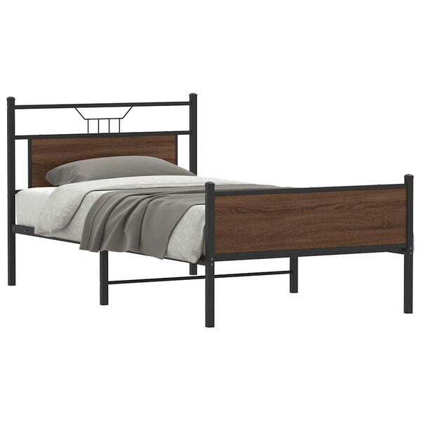 vidaXL Estructura de cama sin colch&oacute;n madera marr&oacute;n roble 100x200 cm