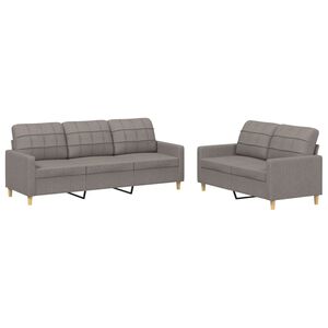 vidaXL Juego de sof&aacute;s con cojines 2 piezas tela gris taupe