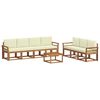 vidaXL Conjunto de sof&aacute;s de exterior 8 uds. Natural y Crema