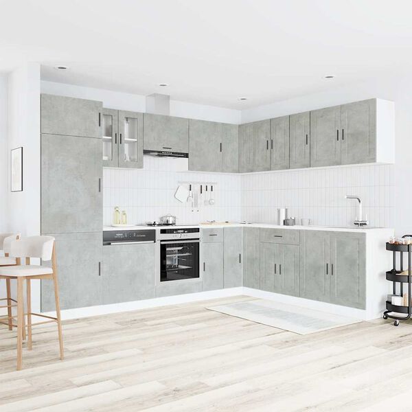 vidaXL Mueble cocina Porto gris hormig&oacute;n 14 pzas madera contrachapada