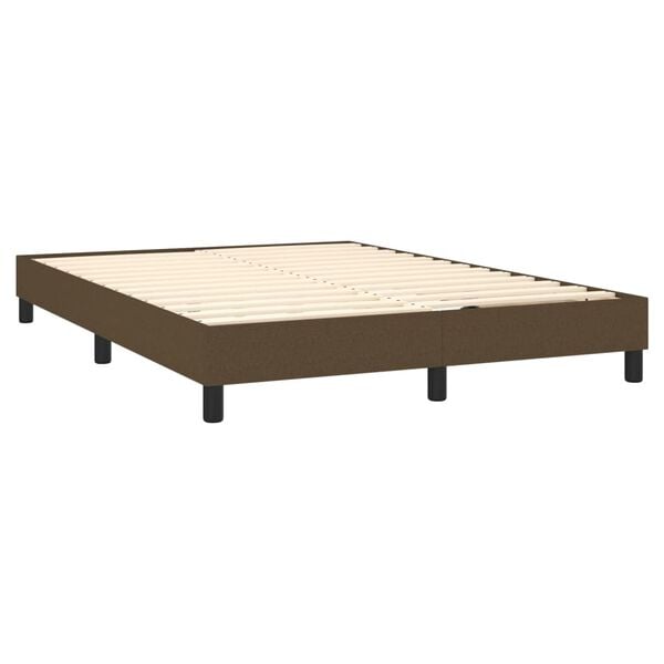 vidaXL Cama box spring con colch&oacute;n tela marr&oacute;n oscuro 140x190 cm