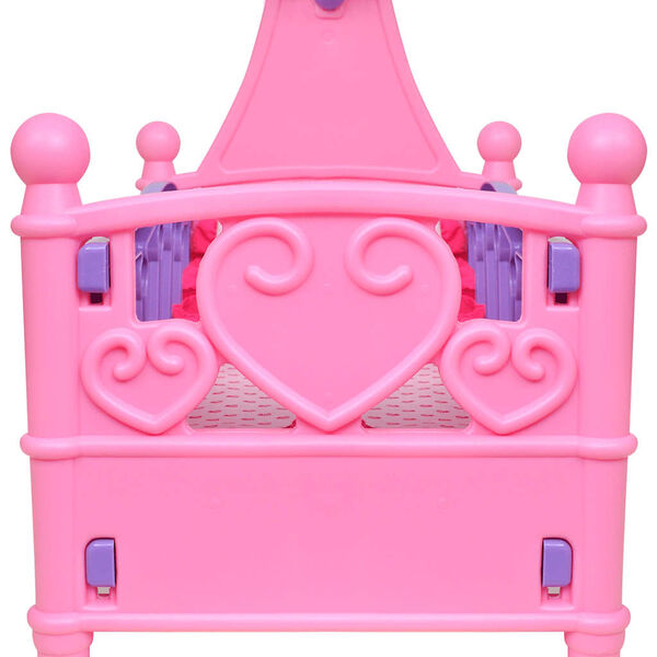 Cama de juguete para muñeca rosa + morada