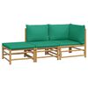 vidaXL Set de muebles de jardín 3 piezas bambú con cojines verde