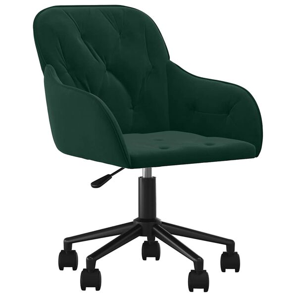 vidaXL Sillas de comedor giratorias 2 unidades terciopelo verde oscuro