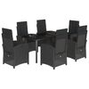 vidaXL Set de comedor de jard&iacute;n 7 pzas y cojines rat&aacute;n sint&eacute;tico negro