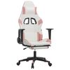 vidaXL Silla gaming masaje y reposapi&eacute;s cuero sint&eacute;tico blanco y rosa