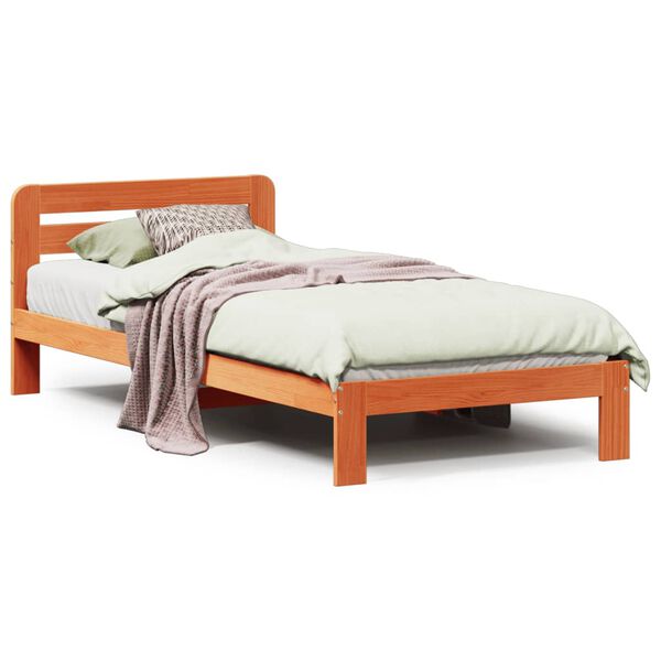 vidaXL Estructura de cama sin colchón madera maciza marrón 75x190 cm