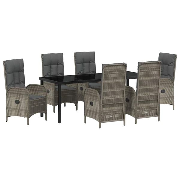 vidaXL Conjunto de Comedor de Jard&iacute;n 7 pcs Gris rat&aacute;n sint&eacute;tico