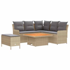 vidaXL Juegos de muebles 5 pcs Beige y Gris Claro Rat&aacute;n sint&eacute;tico